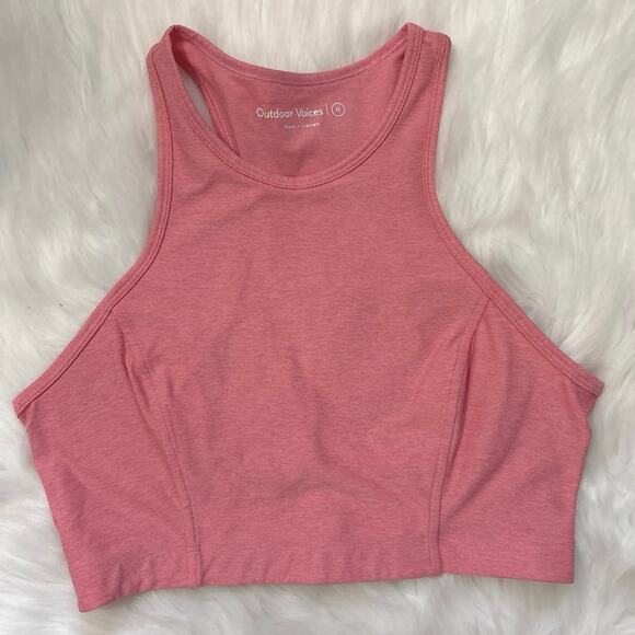 Outdoor Voices Pink High Neck Racerback Back Athena Crop Top Medium - Picture 1 of 6